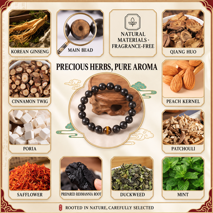 Five-Element Herbal Fragrance Bracelet | Traditional Chinese Herbal Beads, Handcrafted for Calm, Relaxation, Restful Sleep & Weight Management