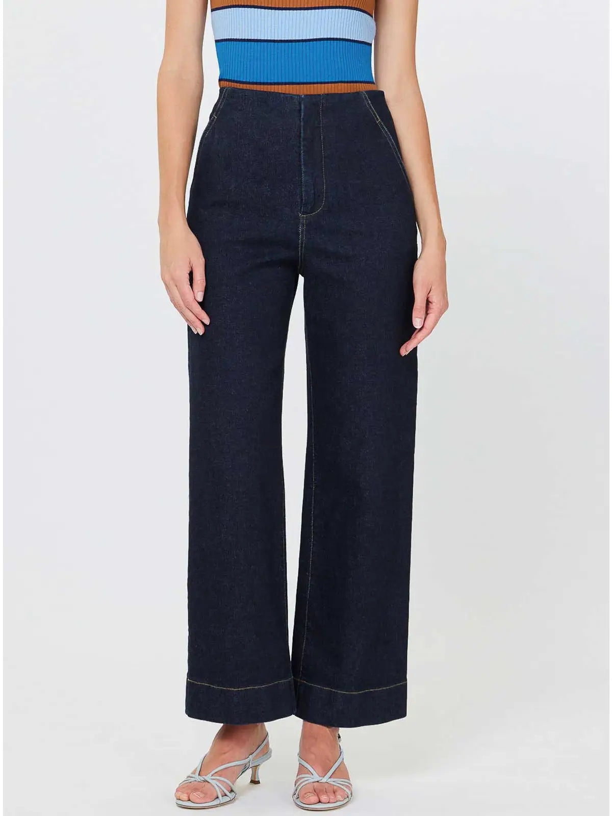 Dark Wash High Rise Wide Leg Trouser Jeans