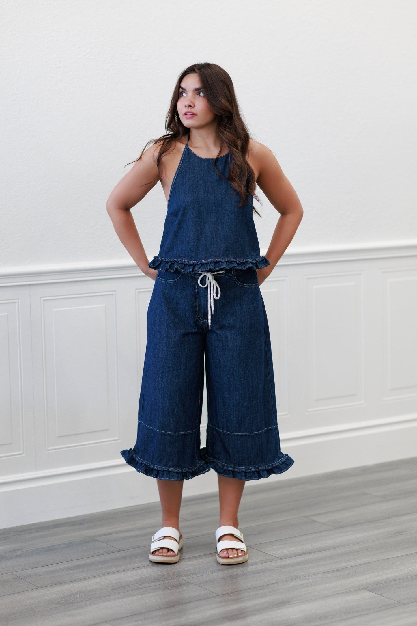 Costa Frill Wide Denim Pants