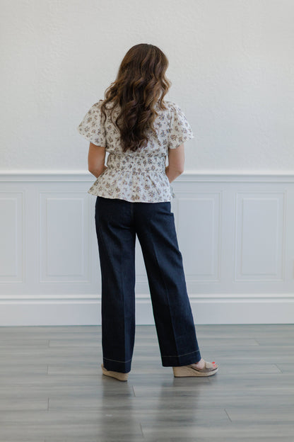 Dark Wash High Rise Wide Leg Trouser Jeans