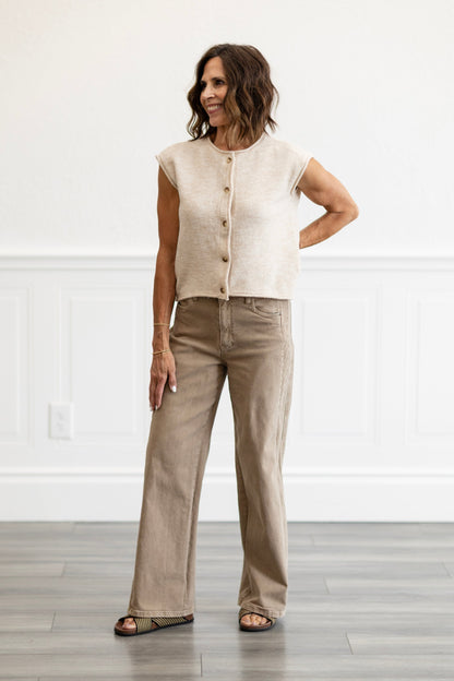 Meg High Rise Wide Leg in Milk Tea