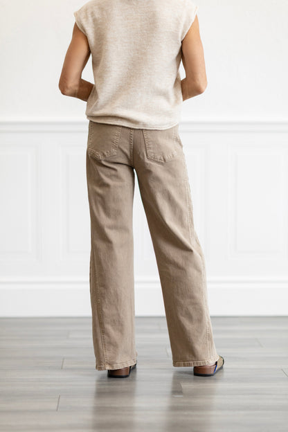 Meg High Rise Wide Leg in Milk Tea