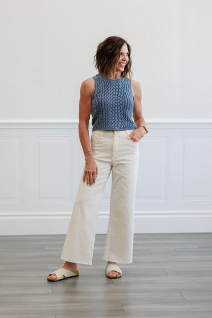 Meg High Rise Wide Leg in Ecru
