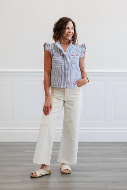 Meg High Rise Wide Leg in Ecru