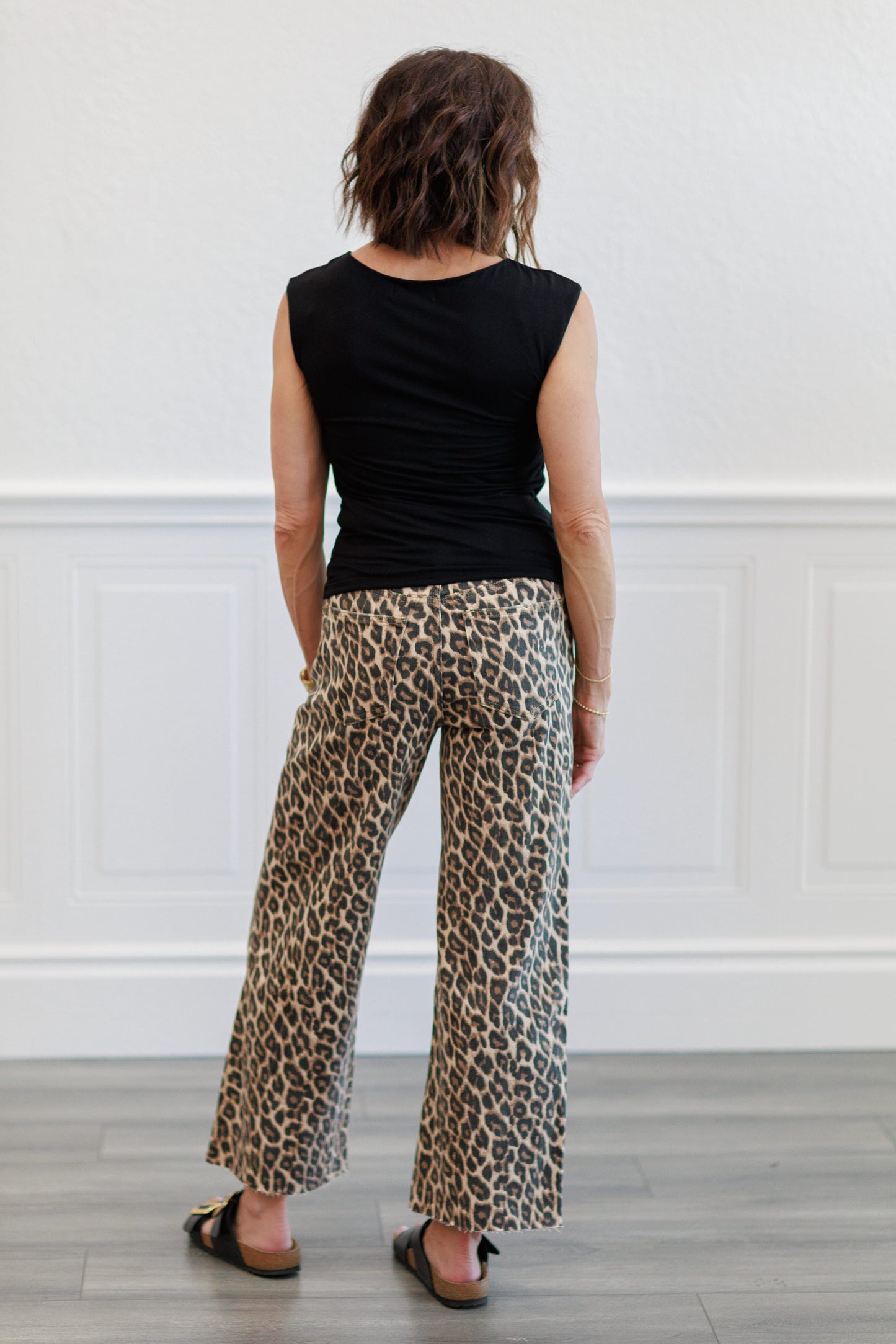 Animal Print Crop Wide Leg Jeans