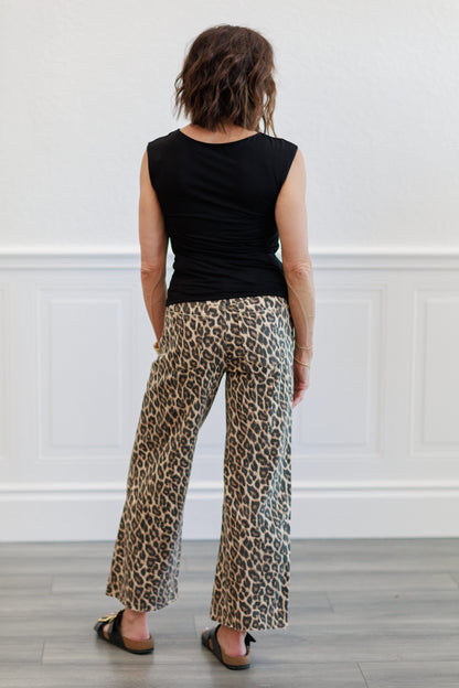 Animal Print Crop Wide Leg Jeans