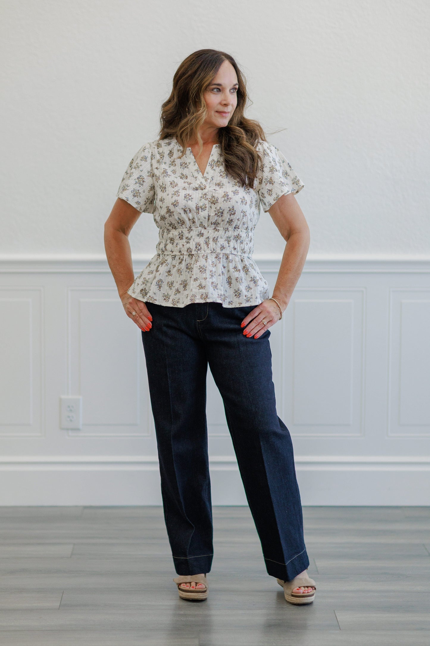Dark Wash High Rise Wide Leg Trouser Jeans