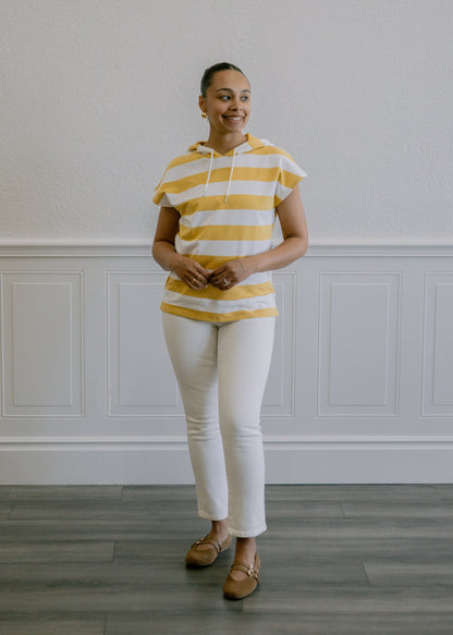 Double Button Straight Jeans in Off White