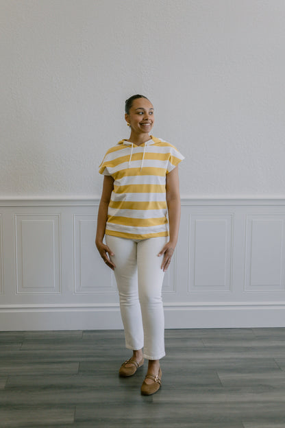 Double Button Straight Jeans in Off White