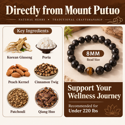 Five-Element Herbal Fragrance Bracelet | Traditional Chinese Herbal Beads, Handcrafted for Calm, Relaxation, Restful Sleep & Weight Management